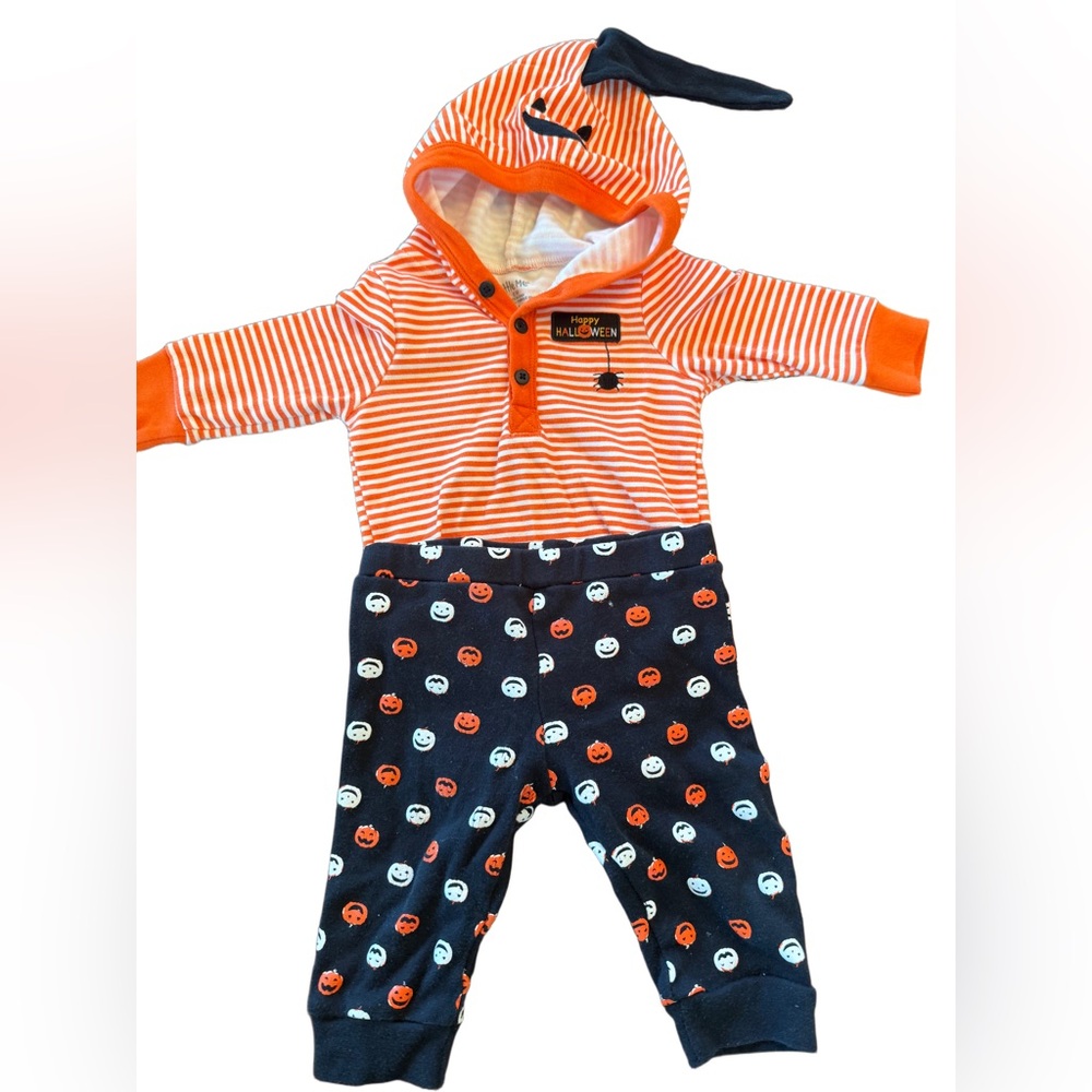 Halloween Striped Pumpkin One Piece